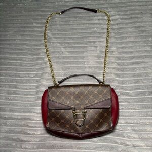 Nine West Double Chain Handle Handbag- Brown‎ N  Burgundy